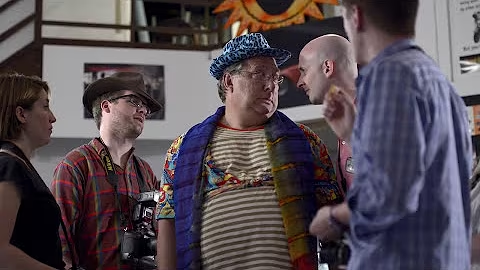 5 characters from the 2015 "A Failure to Lunch" 48-Hour Film Project short film. As one interrogates a strangely dressed man in the middle, the other three watch.