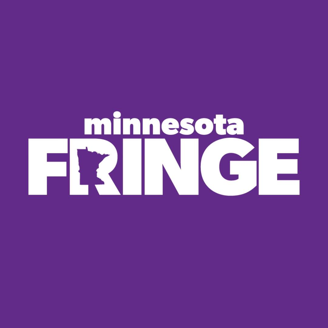 The Minnesota Fringe logo, which is white text on a purple background. A cutout inside the R is in the same shape as the state of Minnesota.